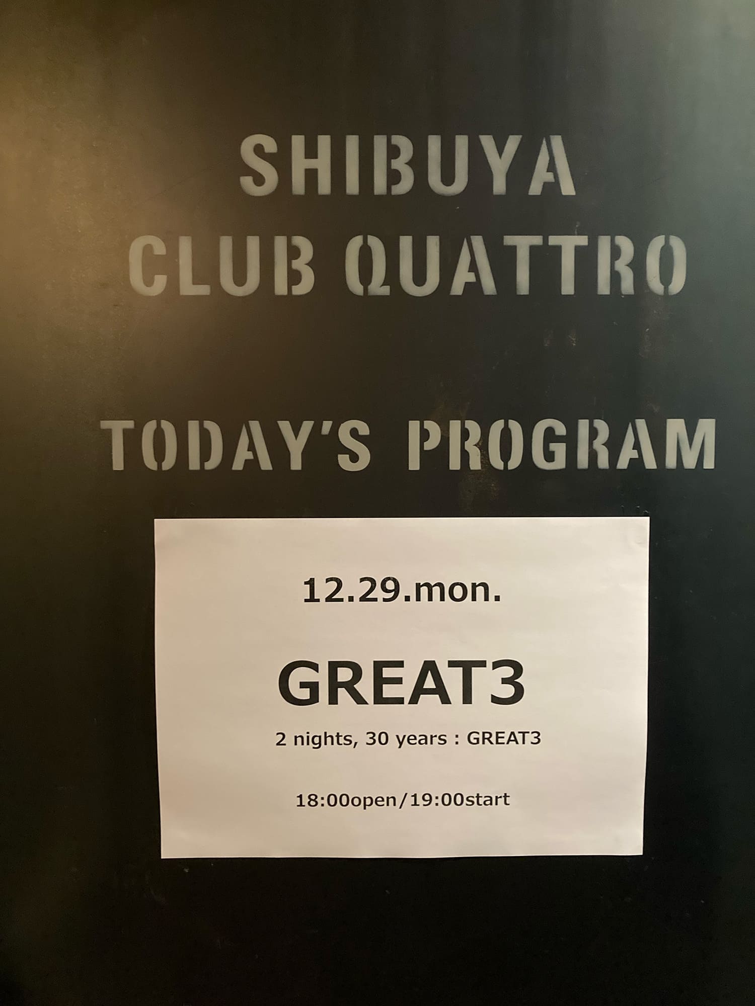 GREAT3　2 nights, 30 years : GREAT3　2025.12.29. 渋谷CLUB QUATTRO